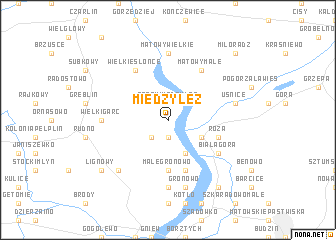 map of Międzyłęż