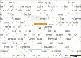 map of Mikanów