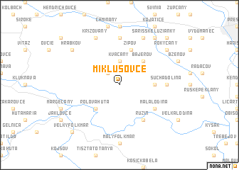 map of Miklušovce