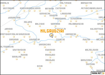 map of Milgaudžiai