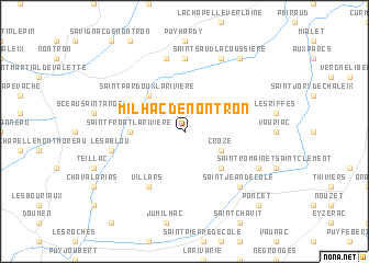 map of Milhac-de-Nontron