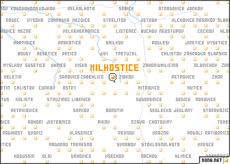 map of Milhostice
