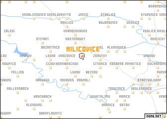 map of Milíčovice