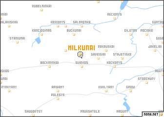 map of Milkūnai