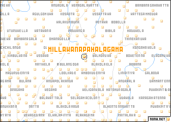 map of Millawana Pahalagama