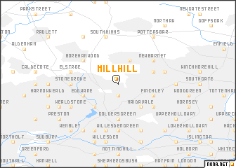 map of Mill Hill