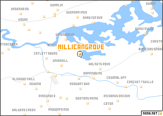map of Millican Grove