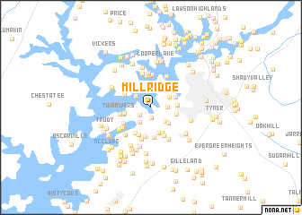 map of Mill Ridge