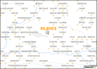 map of Milovice