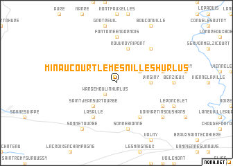 map of Minaucourt-le-Mesnil-lès-Hurlus