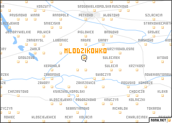 map of Młodzikówko