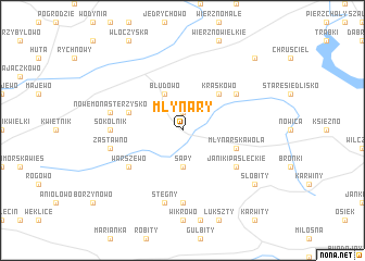 map of Młynary