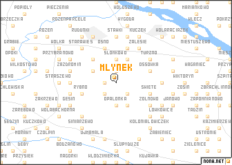 map of Młynek