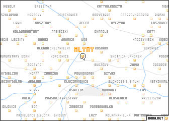 map of Młyny