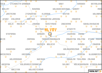 map of Młyny