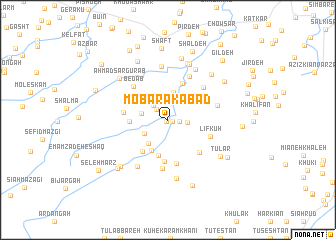 map of Mobārakābād