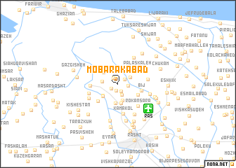 map of Mobārakābād