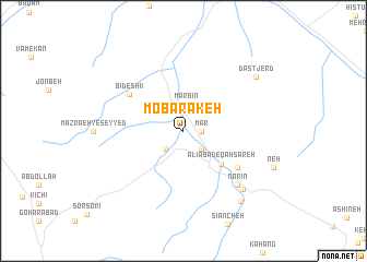 map of Mobārakeh