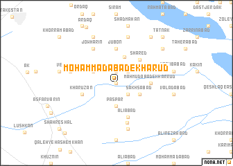 map of Moḩammadābād-e Kharūd