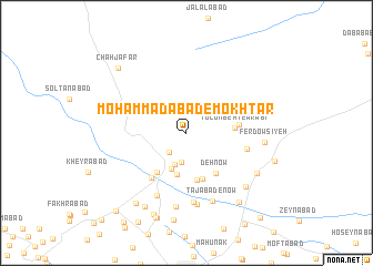 map of Moḩammadābād-e Mokhtār