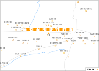 map of Moḩammadābād-e Sārebān