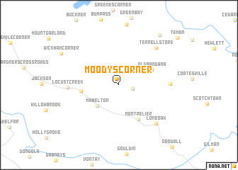 map of Moodys Corner