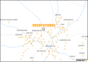 map of Mosāferābād