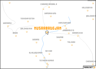 map of Mūsáābād-e Jām