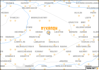 map of Mykanów