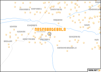 map of Naşrābād-e Bālā