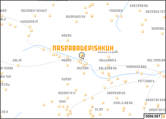 map of Naşrābād-e Pīshkūh