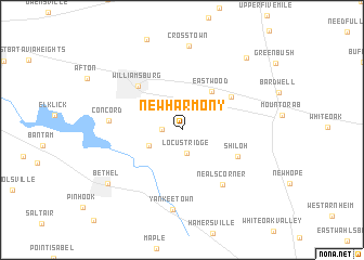 New Harmony (United States - USA) map - nona.net