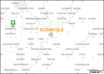 map of Nižná Myšľa