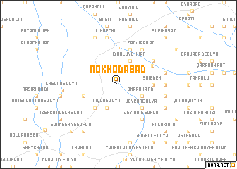 map of Nokhodābād