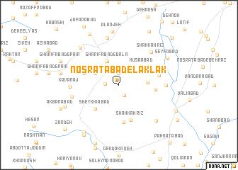 map of Noşratābād-e Laklak