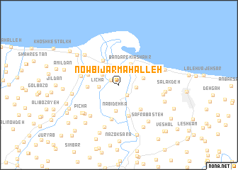 map of Nowbījār Maḩalleh