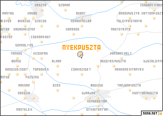 map of Nyékpuszta