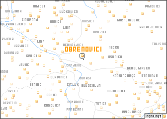 map of Obrenovići