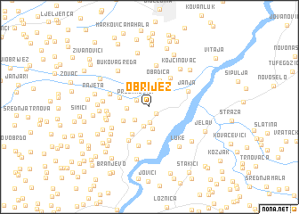 map of Obrijež