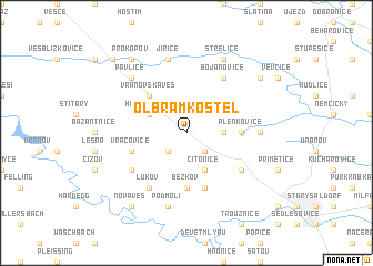 map of Olbramkostel