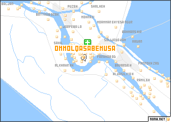 map of Omm ol Qaşab-e Mūsá