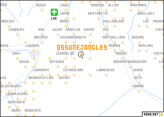 map of Ossun-ez-Angles