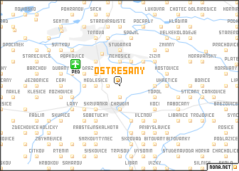 map of Ostřešany