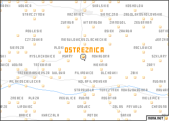 map of Ostrężnica