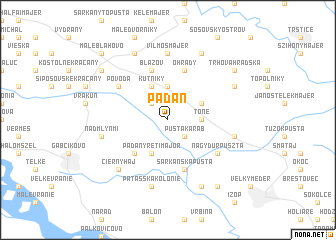 map of Padáň