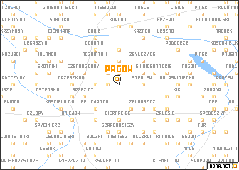 map of Pągów