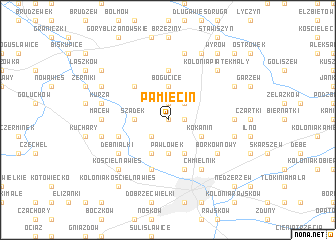 map of Pamięcin