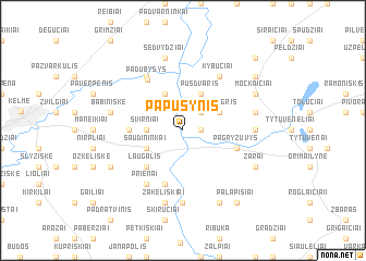 map of Papušynis