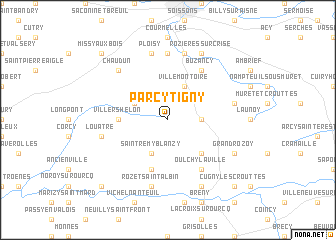 map of Parcy-Tigny