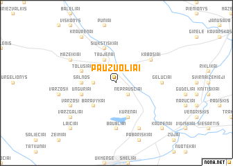 map of Paužuoliai